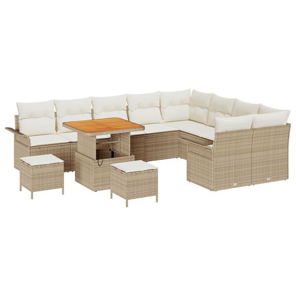 vidaXL Σετ Καναπέ Κήπου 12 pcs Μπεζ συνθετικό ρατάν