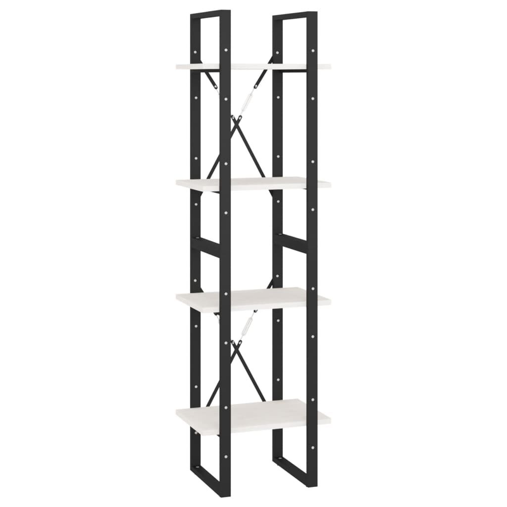 vidaXL Βιβλιοθήκη με 4 Ράφια Λευκή 40x30x140 εκ. από Μασίφ Ξύλο Πεύκου