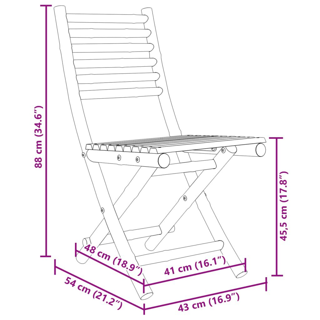 vidaXL Καρέκλες Κήπου Πτυσσόμενες 6 τεμ. 43x54x88 εκ. από Μπαμπού