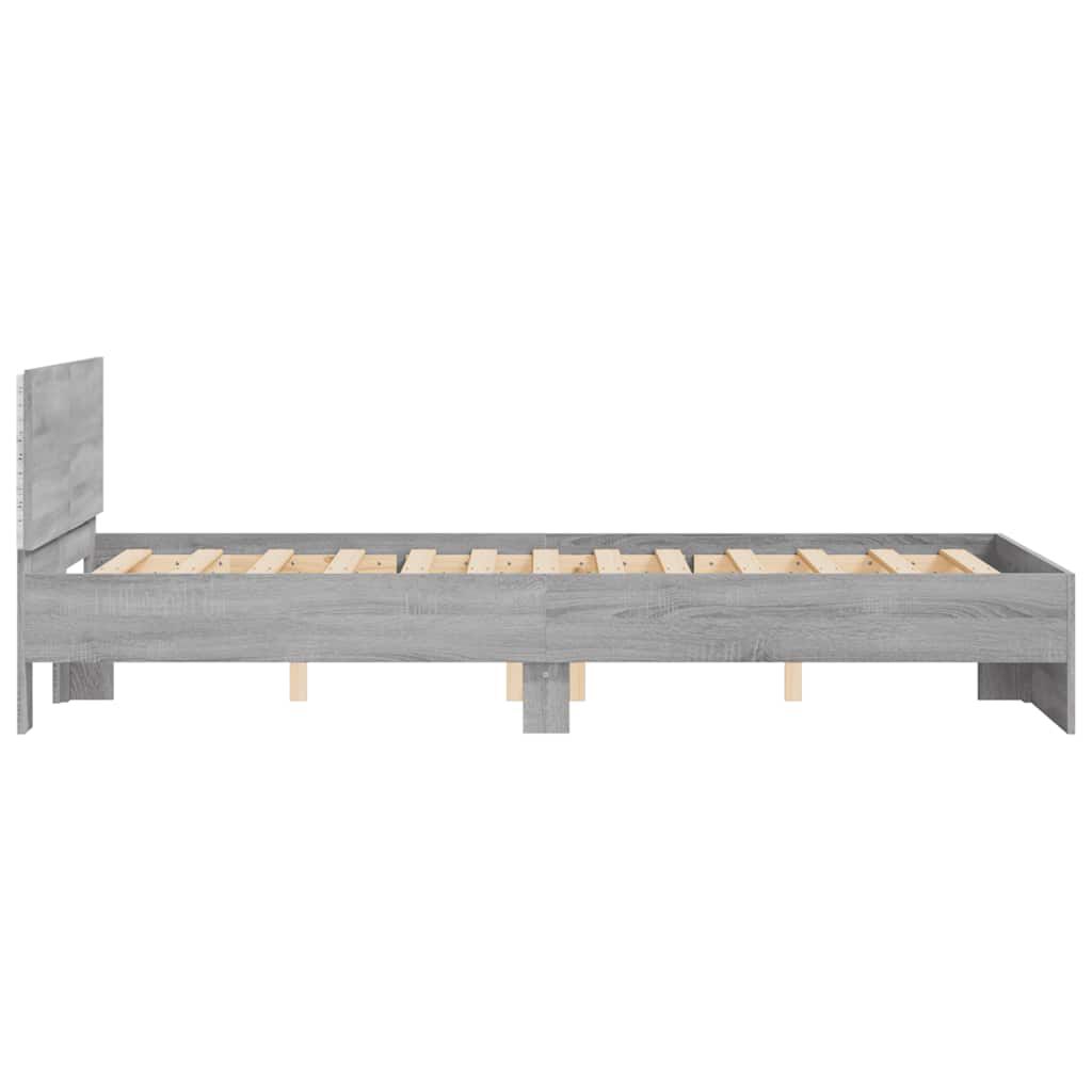 vidaXL Πλαίσιο Κρεβατιού με Κεφαλάρι/LED Γκρι Sonoma 120x200 εκ.