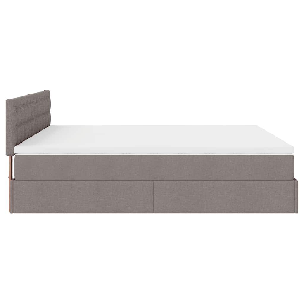 vidaXL Οθωμανικό κρεβάτι με στρώματα Taupe 200x200cm ύφασμα