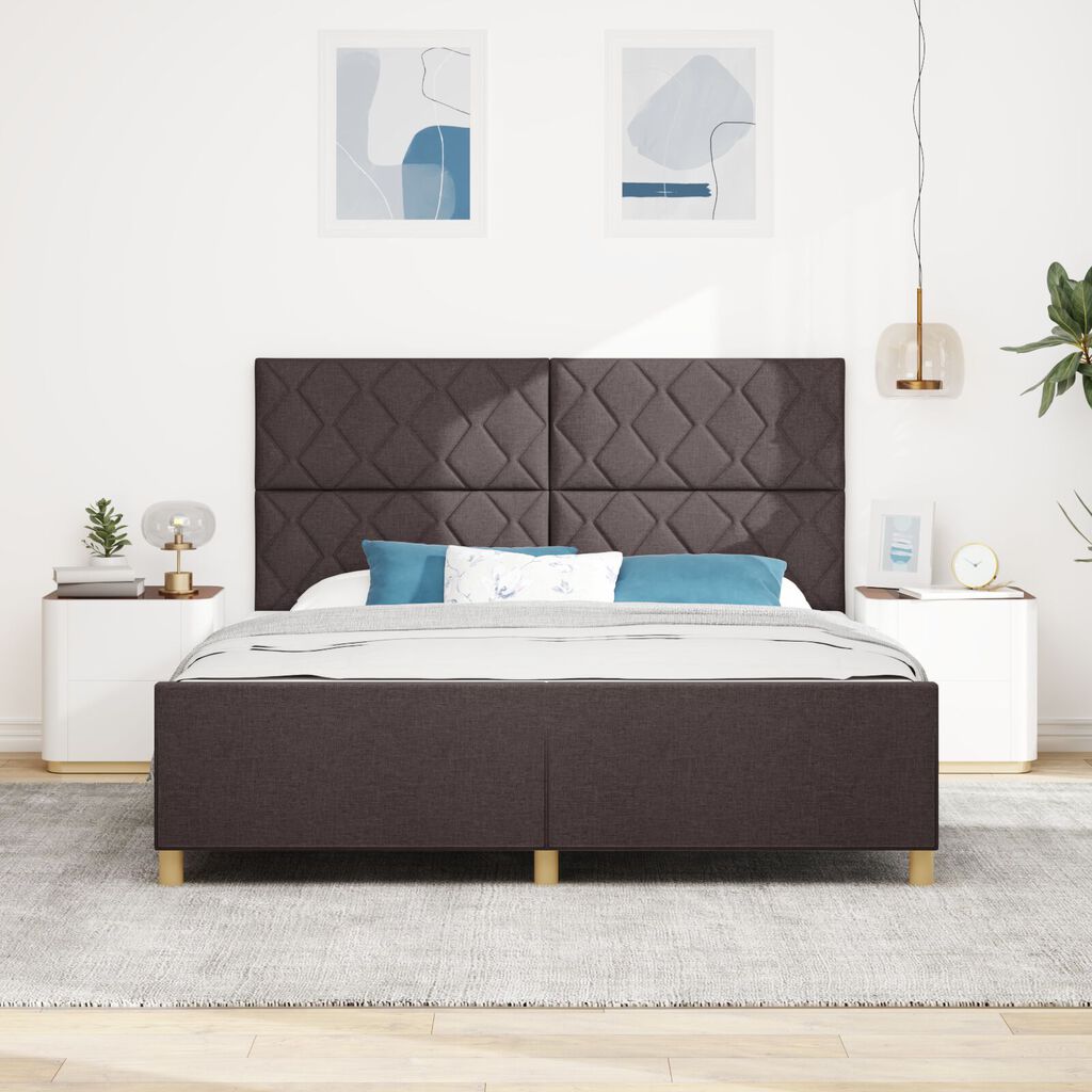 vidaXL Κρεβάτι Σκελετός Σκούρο Καφέ 180x200 εκ. Υφάσμα