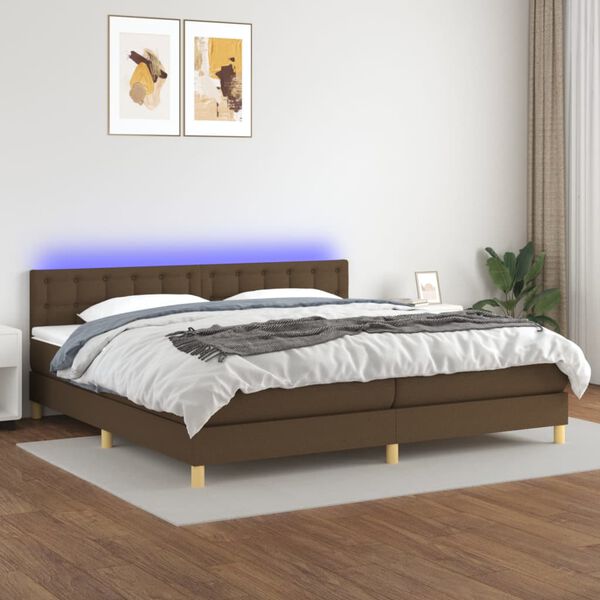 vidaXL &Kappa;&rho;&epsilon;&beta;ά&tau;&iota; Boxspring &mu;&epsilon; &Sigma;&tau;&rho;ώ&mu;&alpha; & LED &Sigma;&kappa;.&Kappa;&alpha;&phi;έ 200x200 &epsilon;&kappa; &Upsilon;&phi;&alpha;&sigma;&mu;ά&tau;&iota;&nu;&omicron;