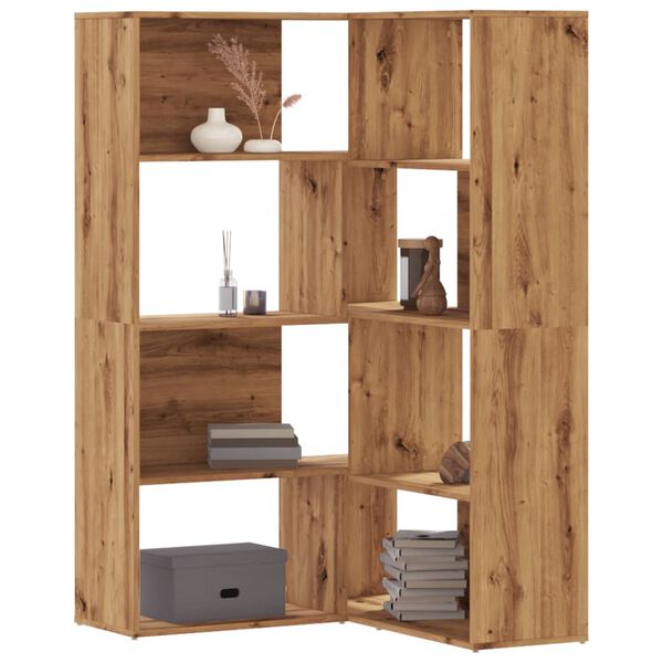 vidaXL Βιβλιοθήκη Γωνιακή 4 Επ. Αρτισιανή Δρυς 85x85x140 εκ Επεξ. Ξύλο