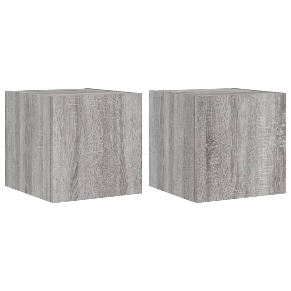 vidaXL Έπιπλα Τοίχου Τηλ. με LED 2 Τεμ. Γκρι Sonoma 30,5x35x30 εκ.