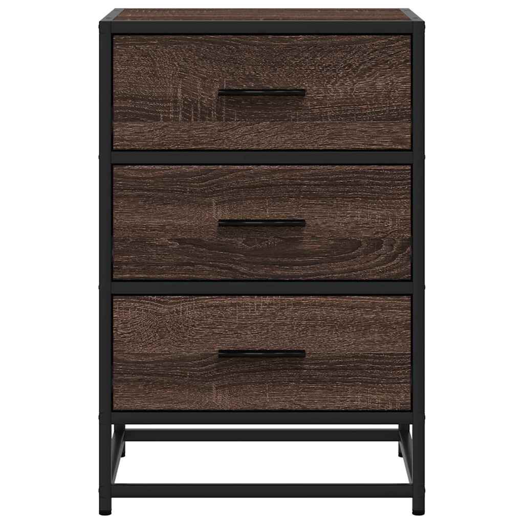 vidaXL Κομοδίνο καφέ δρυς 40x34,5x60cm Κατασκευασμένο ξύλο και μέταλλο