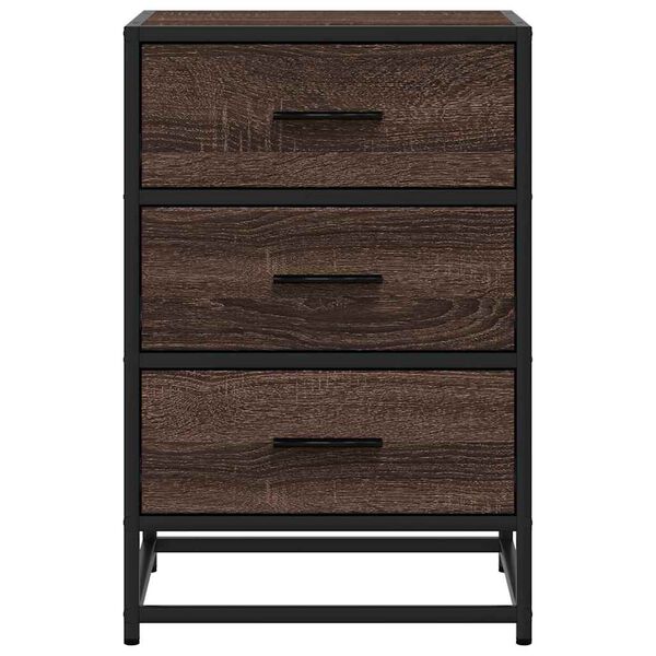 vidaXL Κομοδίνο καφέ δρυς 40x34,5x60cm Κατασκευασμένο ξύλο και μέταλλο