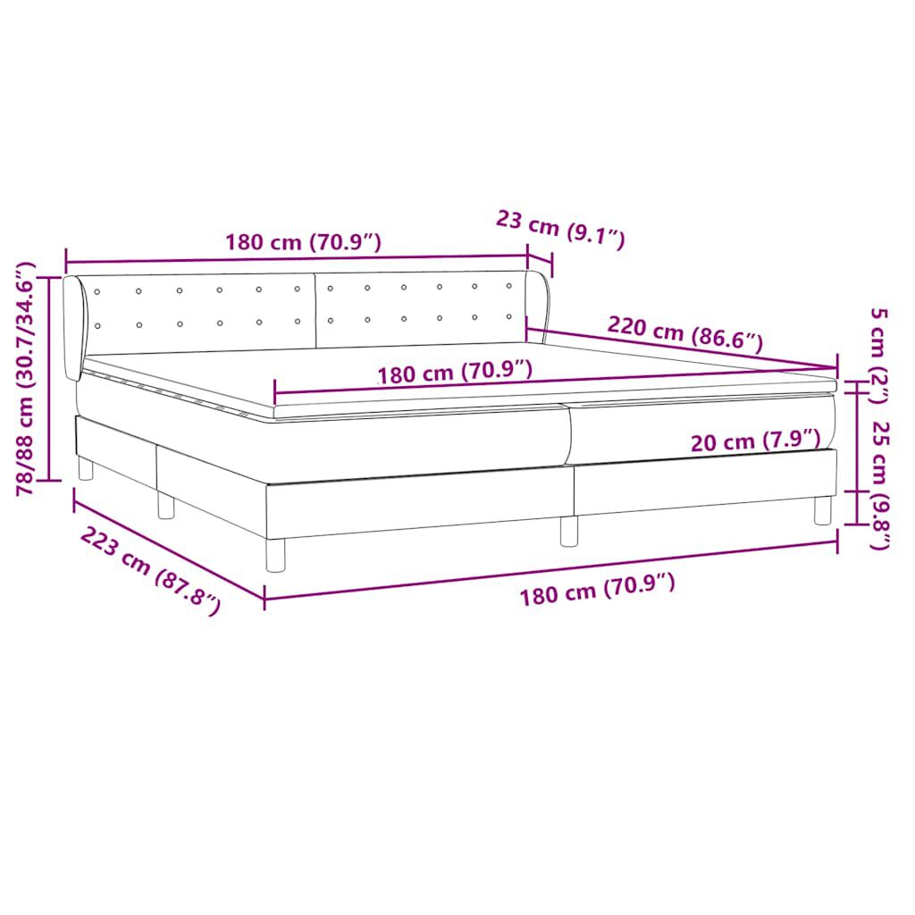 vidaXL Κρεβάτι με στρώματα ροζ 180x220 cm Βελούδινο