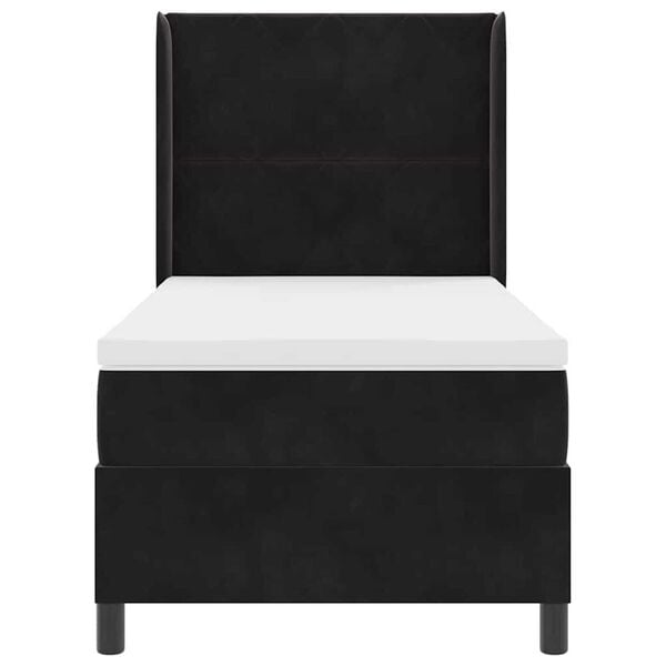 vidaXL Κρεβάτι με ελατήρια με κεφαλάρι Μαύρο 100 x 200 cm Βελούδο