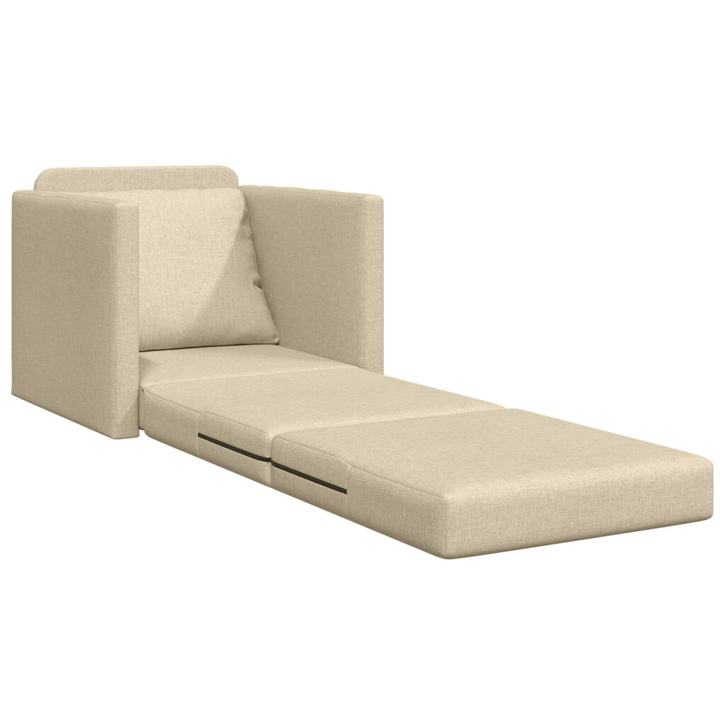 vidaXL Καναπές-Κρεβάτι Δαπέδου 2 σε 1 Κρεμ 112x174x55 εκ. Ύφασμα
