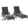 vidaXL Ξαπλώστρα 2-πρόσωπο 2 pcs Γκρι 35 x 35 x 32 εκ. συνθετικό ρατάν