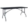 vidaXL Τραπέζι Κήπου Πτυσσόμ. Μαύρο 180x75x72 εκ. HDPE Απομίμηση Ρατάν