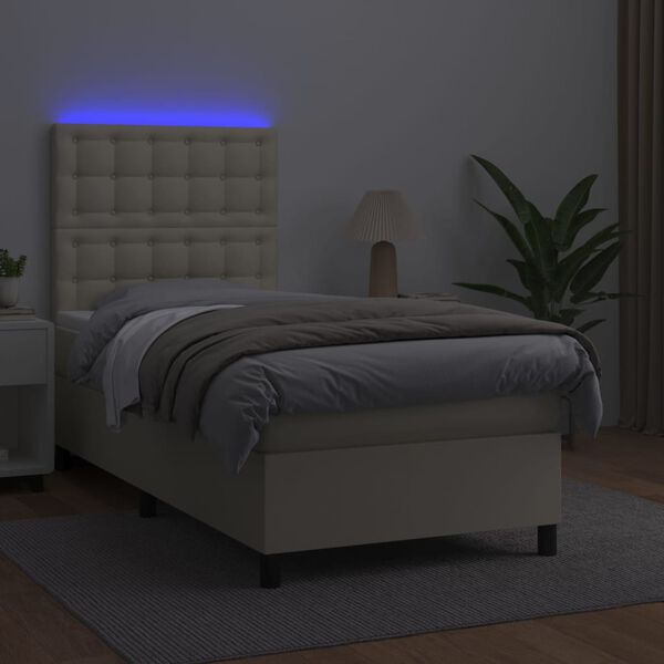 vidaXL &Kappa;&rho;&epsilon;&beta;ά&tau;&iota; Boxspring &mu;&epsilon; &Sigma;&tau;&rho;ώ&mu;&alpha; & LED &Kappa;&rho;&epsilon;&mu; 90x190 &epsilon;&kappa;. &Sigma;&upsilon;&nu;&theta;. &Delta;έ&rho;&mu;&alpha;