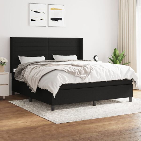 vidaXL &Kappa;&rho;&epsilon;&beta;ά&tau;&iota; Boxspring &mu;&epsilon; &Sigma;&tau;&rho;ώ&mu;&alpha; &Mu;&alpha;ύ&rho;&omicron; 160x200 &epsilon;&kappa;. &Upsilon;&phi;&alpha;&sigma;&mu;ά&tau;&iota;&nu;&omicron;