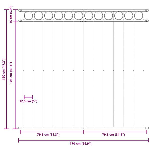 vidaXL Φράχτης Λευκός 1,7x1,2 μ Μεταλλικός