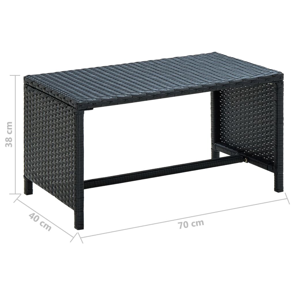 vidaXL Τραπεζάκι Σαλονιού Μαύρο 70 x 40 x 38 εκ. από Συνθετικό Ρατάν