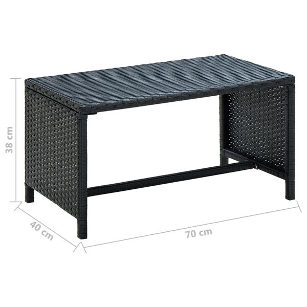 vidaXL Τραπεζάκι Σαλονιού Μαύρο 70 x 40 x 38 εκ. από Συνθετικό Ρατάν