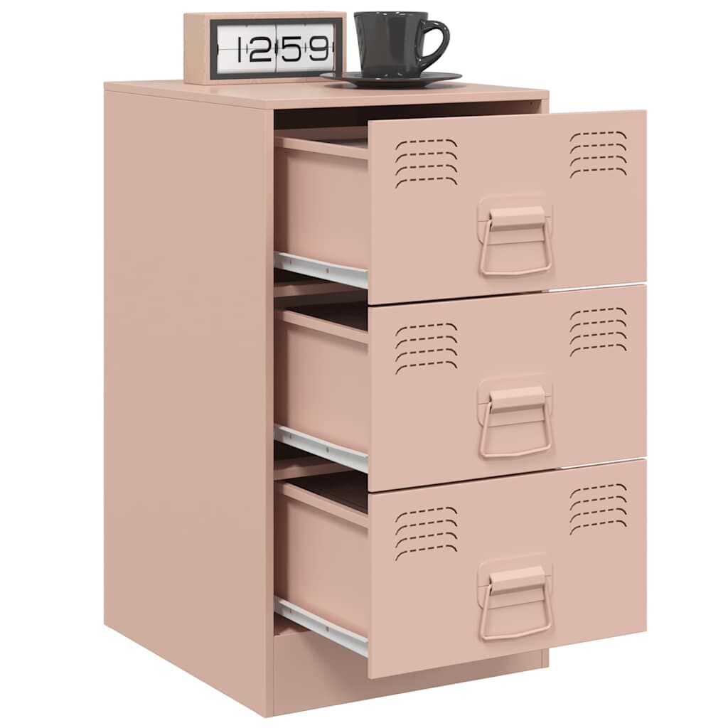 vidaXL Κομοδίνο Ροζ 34,5x39x62 εκ. από Χάλυβα