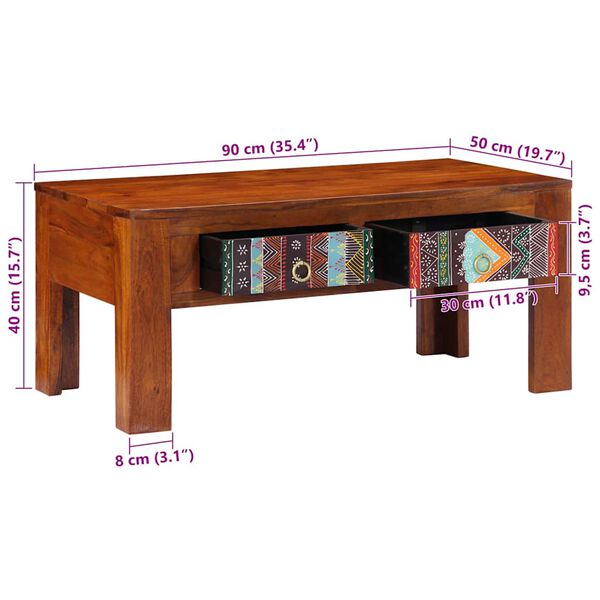 vidaXL Τραπεζάκι Σαλονιού 90 x 50 x 40 εκ. από Μασίφ Ξύλο Ακακίας