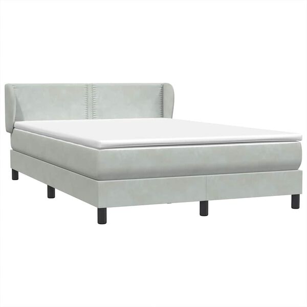 vidaXL Κρεβάτι Boxspring με Στρώμα Ανοιχτό Γκρι 140x210 εκ. Βελούδινο