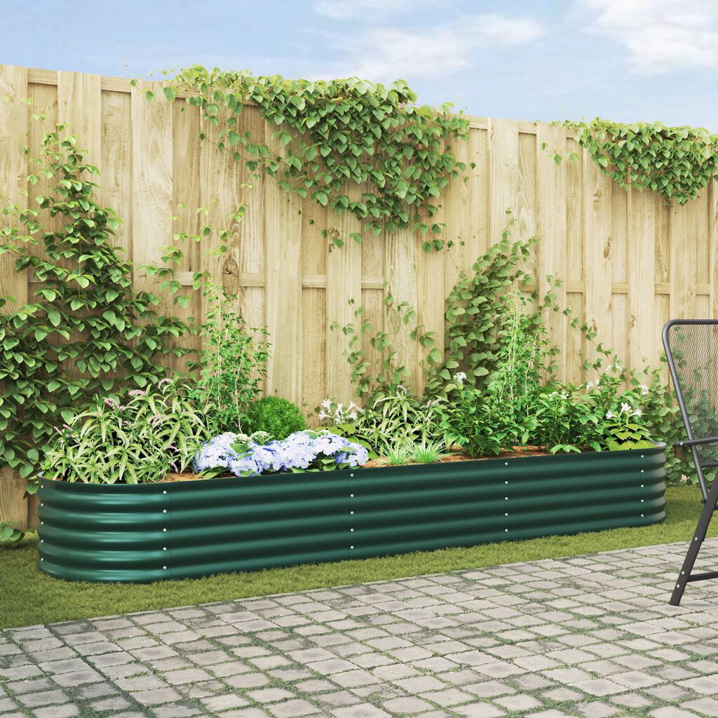 vidaXL Υψωμένο Κρεβάτι Κήπου Πράσινο 320x80x44 εκ. Γαλβανισμένο Ατσάλι