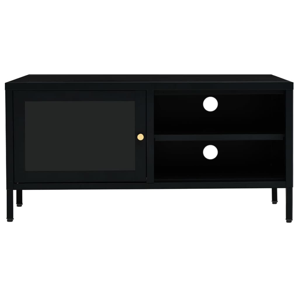 vidaXL Έπιπλο Τηλεόρασης Μαύρο 90 x 30 x 44 εκ. από Ατσάλι και Γυαλί