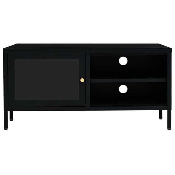 vidaXL Έπιπλο Τηλεόρασης Μαύρο 90 x 30 x 44 εκ. από Ατσάλι και Γυαλί