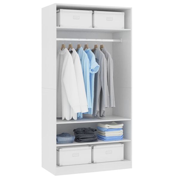 vidaXL Ντουλάπα Λευκή 100 x 50 x 200 εκ. από Επεξ. Ξύλο