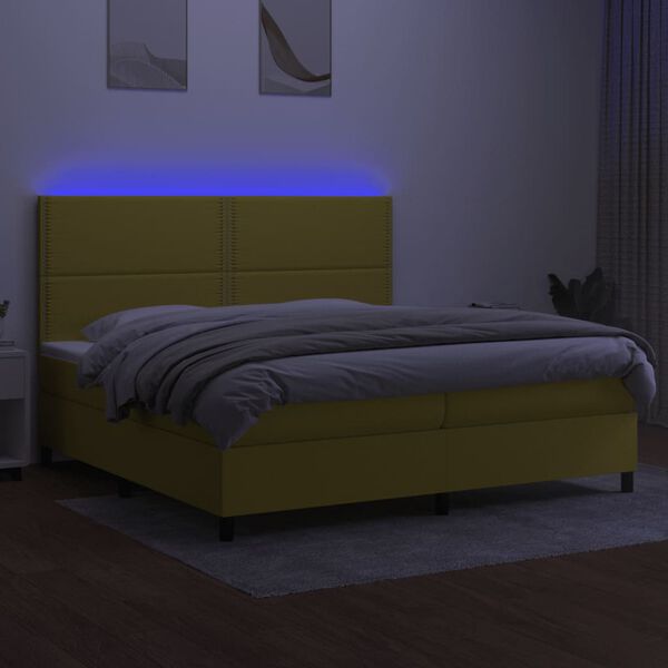 vidaXL &Kappa;&rho;&epsilon;&beta;ά&tau;&iota; Boxspring &mu;&epsilon; &Sigma;&tau;&rho;ώ&mu;&alpha; & LED &Pi;&rho;ά&sigma;&iota;&nu;&omicron; 200x200 &epsilon;&kappa; &Upsilon;&phi;&alpha;&sigma;&mu;ά&tau;&iota;&nu;&omicron;