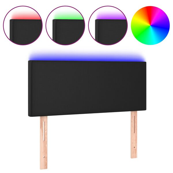 vidaXL Κεφαλάρι Κρεβατιού LED Μαύρο 80x5x78/88 εκ. από Συνθετικό Δέρμα