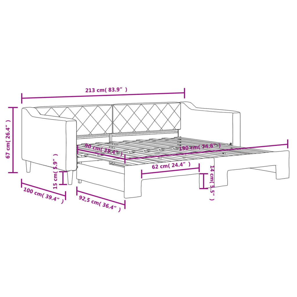 vidaXL Καναπές Κρεβάτι Συρόμενος Ανοιχτό Γκρι 90 x 190 εκ. Υφασμάτινος
