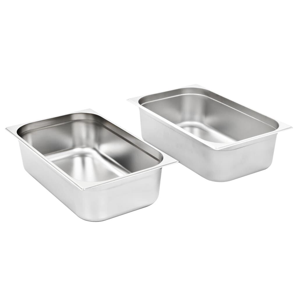 vidaXL Λεκάνες Gastronorm 2 τεμ. GN 1/1 150 χιλ. από Ανοξείδωτο Ατσάλι