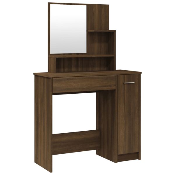vidaXL Μπουντουάρ με Καθρέφτη Καφέ Δρυς 86,5x35x136 εκ.