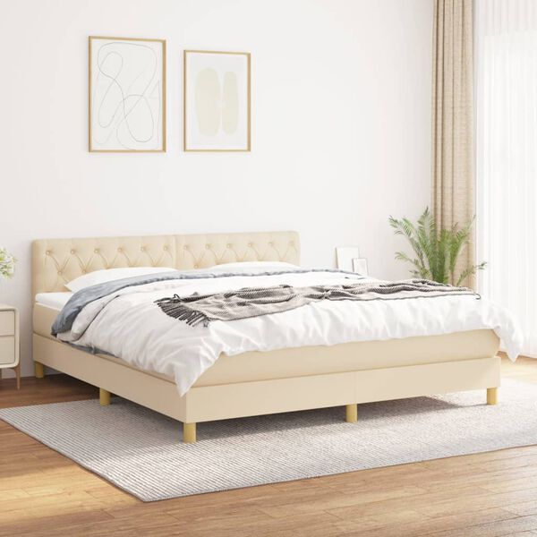 vidaXL &Kappa;&rho;&epsilon;&beta;ά&tau;&iota; Boxspring &mu;&epsilon; &Sigma;&tau;&rho;ώ&mu;&alpha; &Kappa;&rho;&epsilon;&mu; 160x200 &epsilon;&kappa;. &Upsilon;&phi;&alpha;&sigma;&mu;ά&tau;&iota;&nu;&omicron;