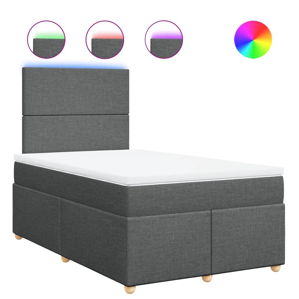 vidaXL Κρεβάτι Boxspring με Στρώμα Σκούρο Γκρι 120x190 εκ Υφασμάτινο