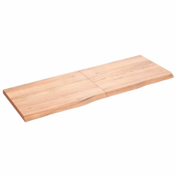 vidaXL Ράφι Τοίχου Ανοιχτό Καφέ 140x50x(2-4)εκ. Επεξ. Μασίφ Ξύλο Δρυός