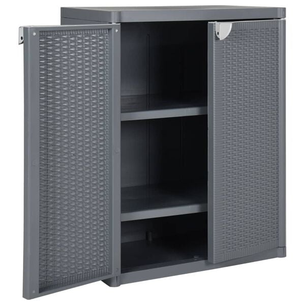 vidaXL Ντουλάπι Αποθήκευσης Κήπου Γκρι 65x45x88 εκ. από Ρατάν PP