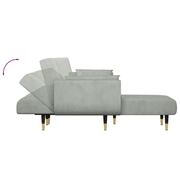 vidaXL Καναπές Κρεβάτι Γωνιακός Αν. Γκρι 275 x 140 x 70 εκ. Βελούδινος
