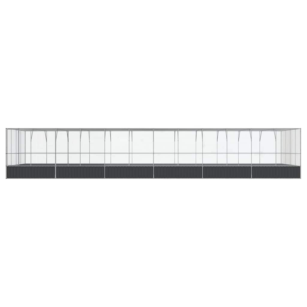 vidaXL Κλουβί με Επέκταση Ασημένιο 1246x414x212 εκ. Ατσάλινο