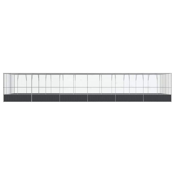vidaXL Κλουβί με Επέκταση Ασημένιο 1246x414x212 εκ. Ατσάλινο