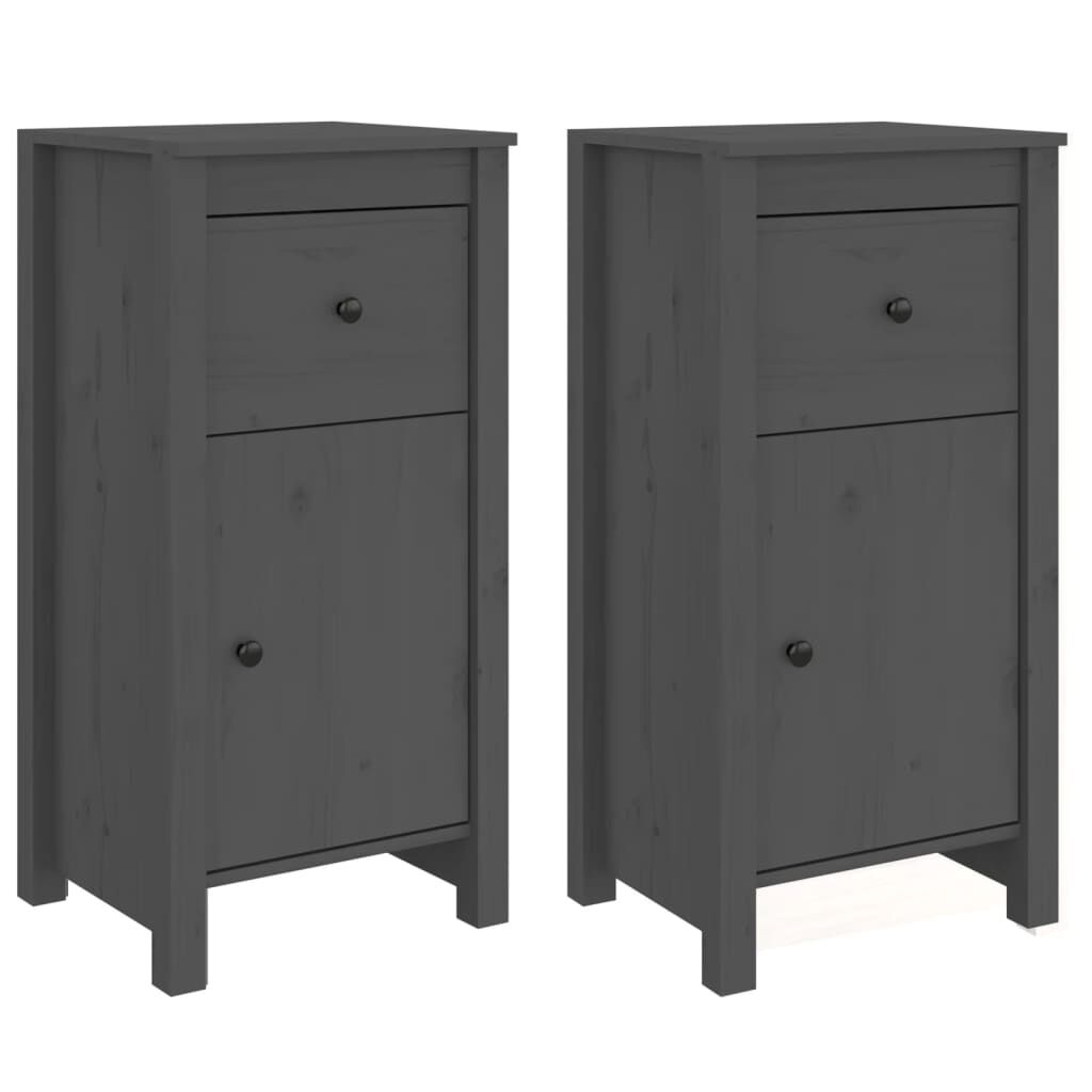 vidaXL Συρταριέρες 2 τεμ. Γκρι 40 x 35 x 80 εκ. από Μασίφ Ξύλο Πεύκου