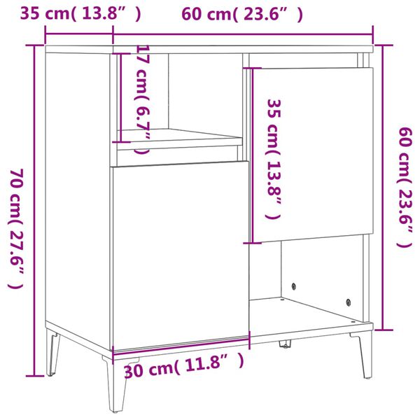 vidaXL Ντουλάπι Γκρι Σκυροδέματος 60x35x70 εκ. Επεξεργασμένο Ξύλο