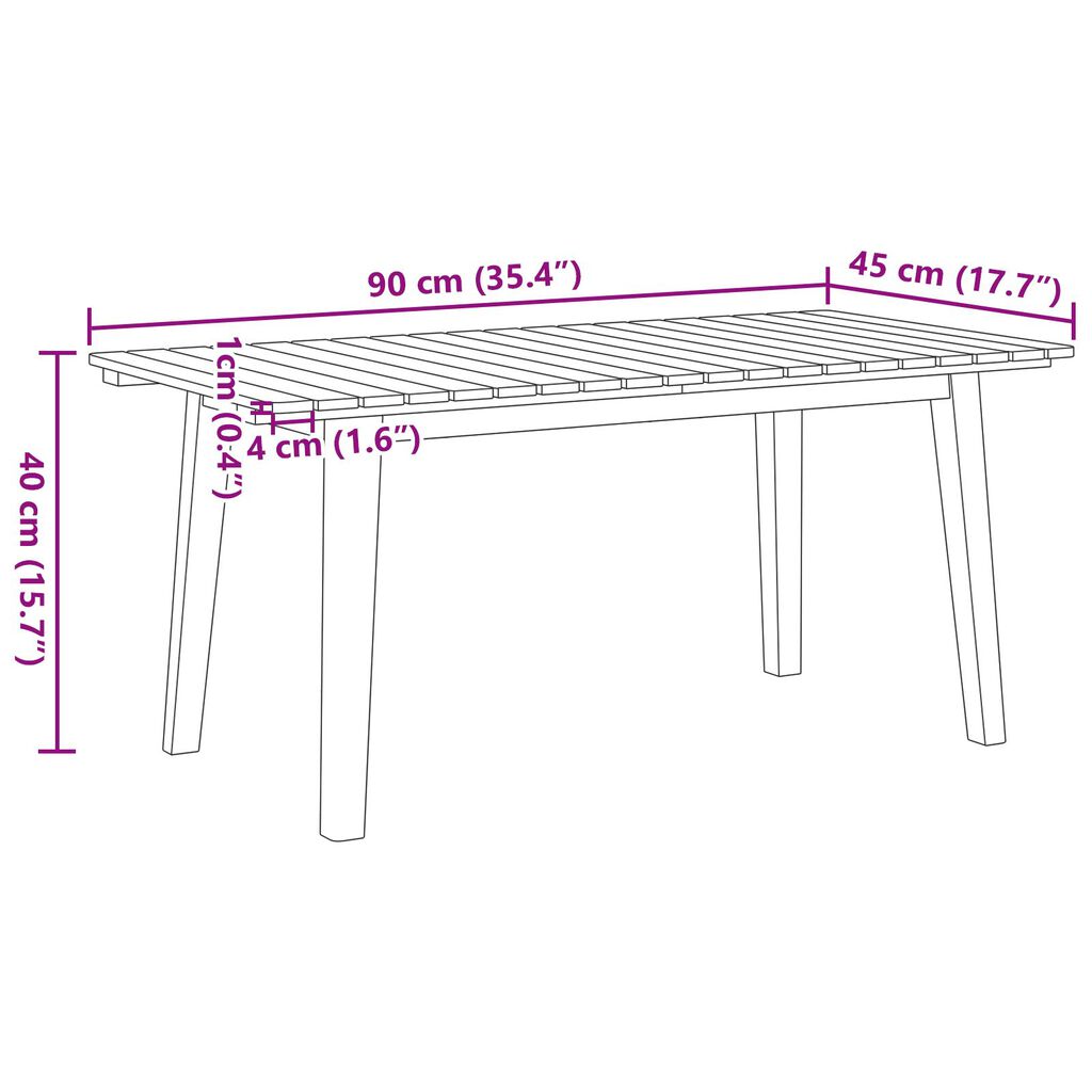 vidaXL Τραπεζάκι Καφέ 90x45x40 εκ. Συμπαγές ξύλο ακακίας