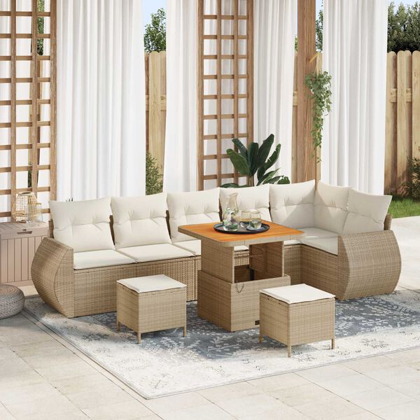 vidaXL Σετ Καναπέ Κήπου 9 pcs Μπεζ συνθετικό ρατάν