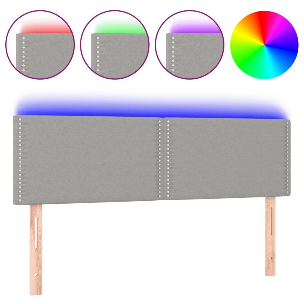 vidaXL Κεφαλάρι Κρεβατιού LED Ανοιχτό Γκρι 144x5x78/88 εκ. Υφασμάτινο