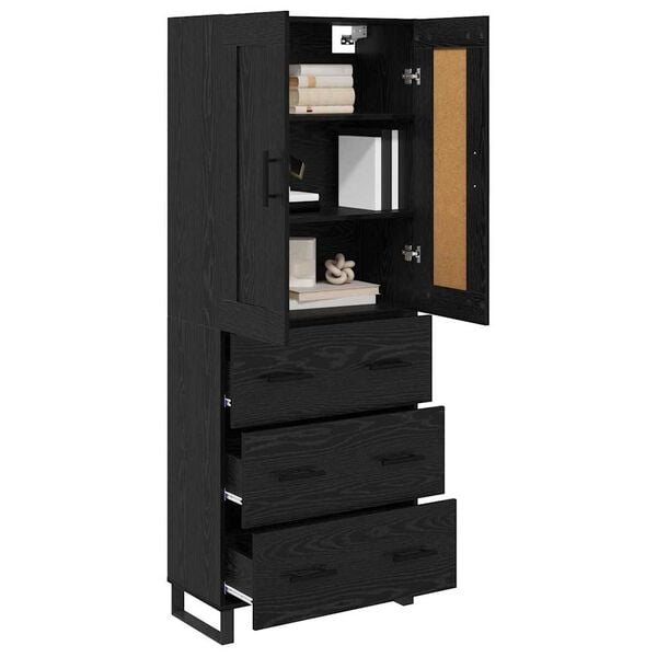vidaXL Highboard &Mu;&alpha;ύ&rho;&eta; &Omicron;&xi;&upsilon;ά 69,5 x 34 x 180 &epsilon;&kappa;. &Epsilon;&pi;&epsilon;&xi;&epsilon;&rho;&gamma;&alpha;&sigma;&mu;έ&nu;&omicron; &xi;ύ&lambda;&omicron;