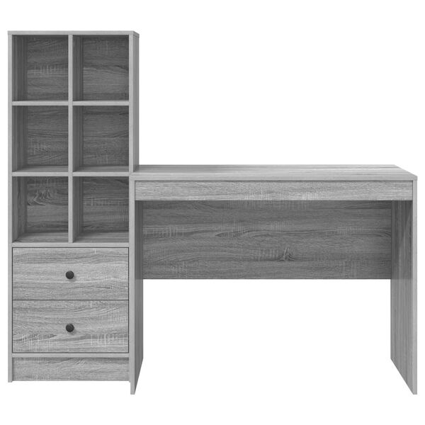vidaXL Γραφείο με αποθηκευτικό χώρο με συρτάρι 2 pcs Γκρι sonoma
