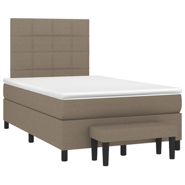 vidaXL Κρεβάτι Boxspring με Στρώμα Taupe 120x190 εκ. Υφασμάτινο