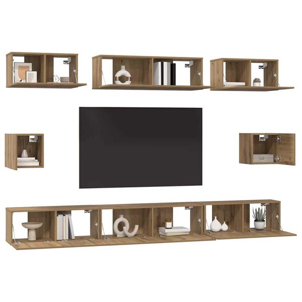 vidaXL ΣΕΤ ΒΑΘΜΟΛΟΓΗΣΗΣ ΤΗΛΕΟΡΑΣΗΣ Επιτοίχιο 8 pcs artisan δρυς