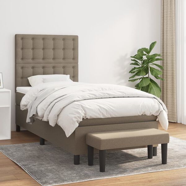 vidaXL &Kappa;&rho;&epsilon;&beta;ά&tau;&iota; Boxspring &mu;&epsilon; &Sigma;&tau;&rho;ώ&mu;&alpha; Taupe 100 x 200 &epsilon;&kappa;. &Upsilon;&phi;&alpha;&sigma;&mu;ά&tau;&iota;&nu;&omicron;